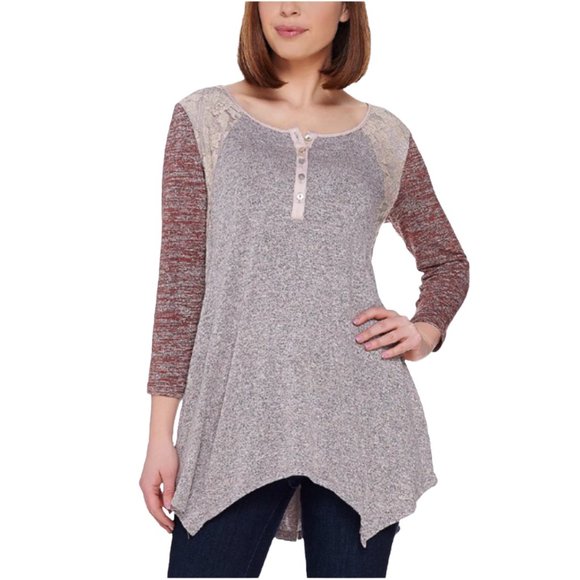 LOGO by Lori Goldstein Space Dye Color-Blocked Top - Picture 3 of 8